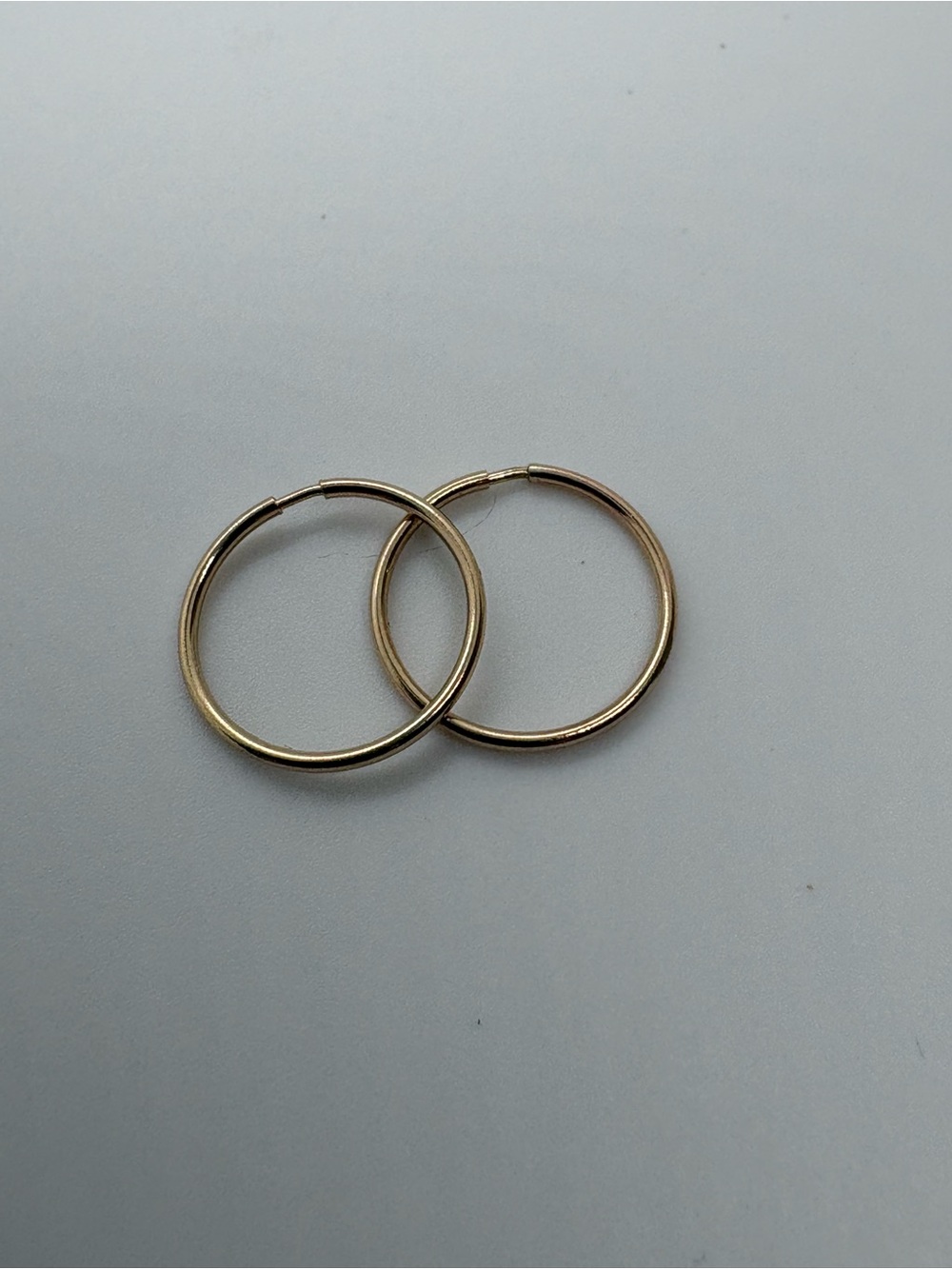 Dainty unmarked (14k?) real gold hoops. AS IS